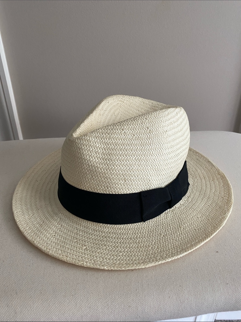 Biltmore x Madewell Cream Straw Fedora with Black Band